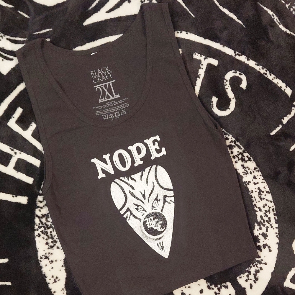 BLACKCRAFT CULT 2XL BLACK SLEEVE.LESS CROPPED TANK WHITE GRAPHICS